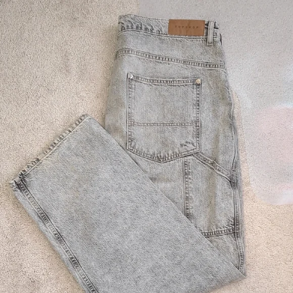 Topshop Men's Light Gray Relaxed Denim Jeans - Picture 6 of 8